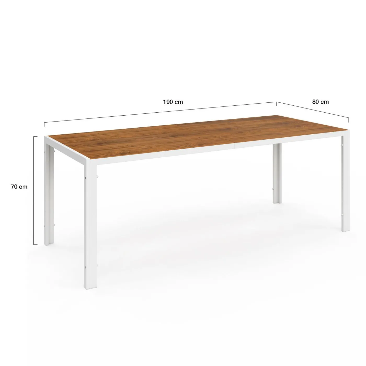 Salon de jardin bois et blanc avec table 190 cm et 8 chaises empilables