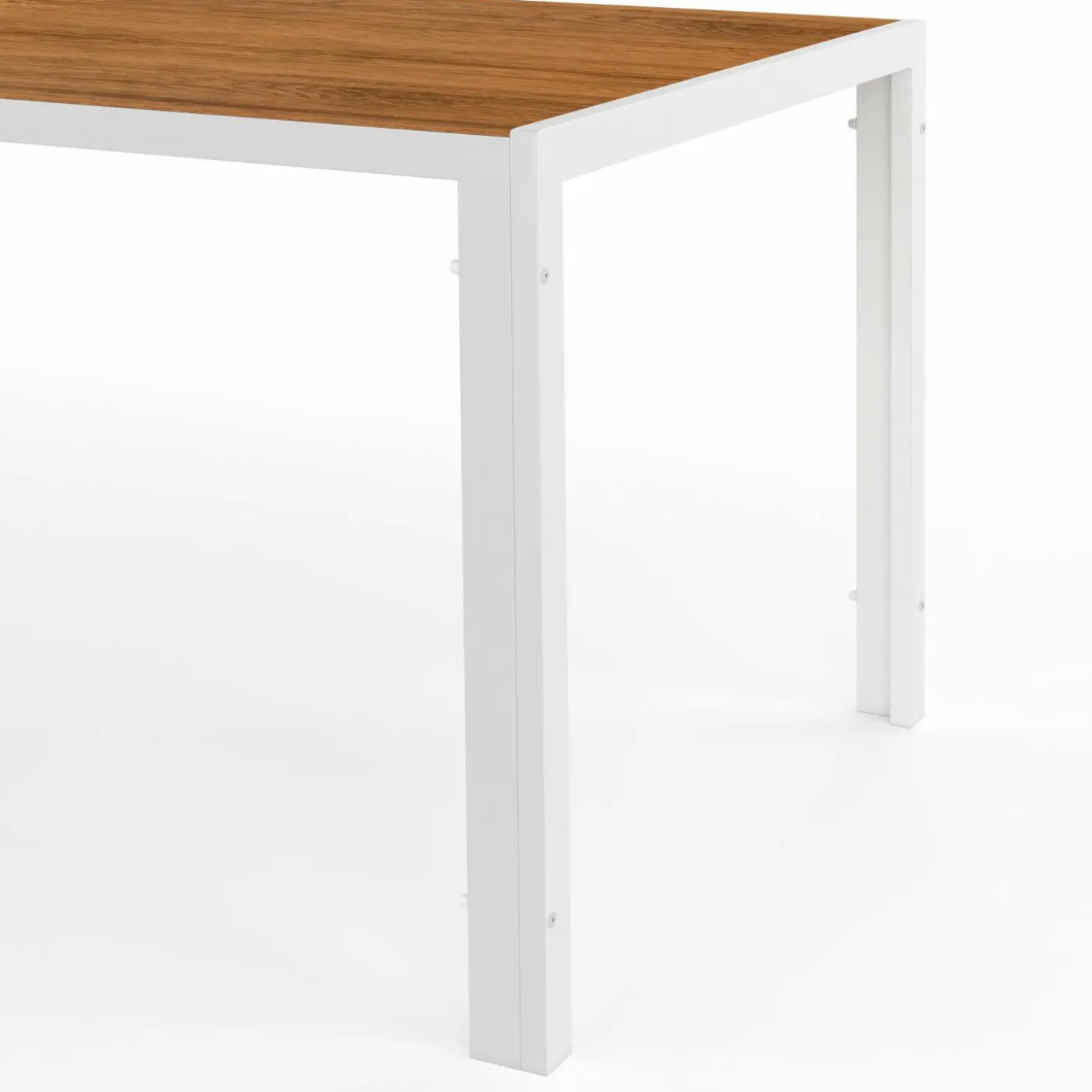 Salon de jardin bois et blanc avec table 190 cm et 8 chaises empilables
