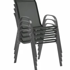 Salon de jardin bois et gris anthracite avec table extensible et 12 chaises
