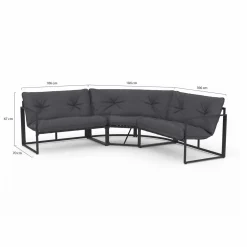 Salon de jardin d'angle bas 8 personnes gris