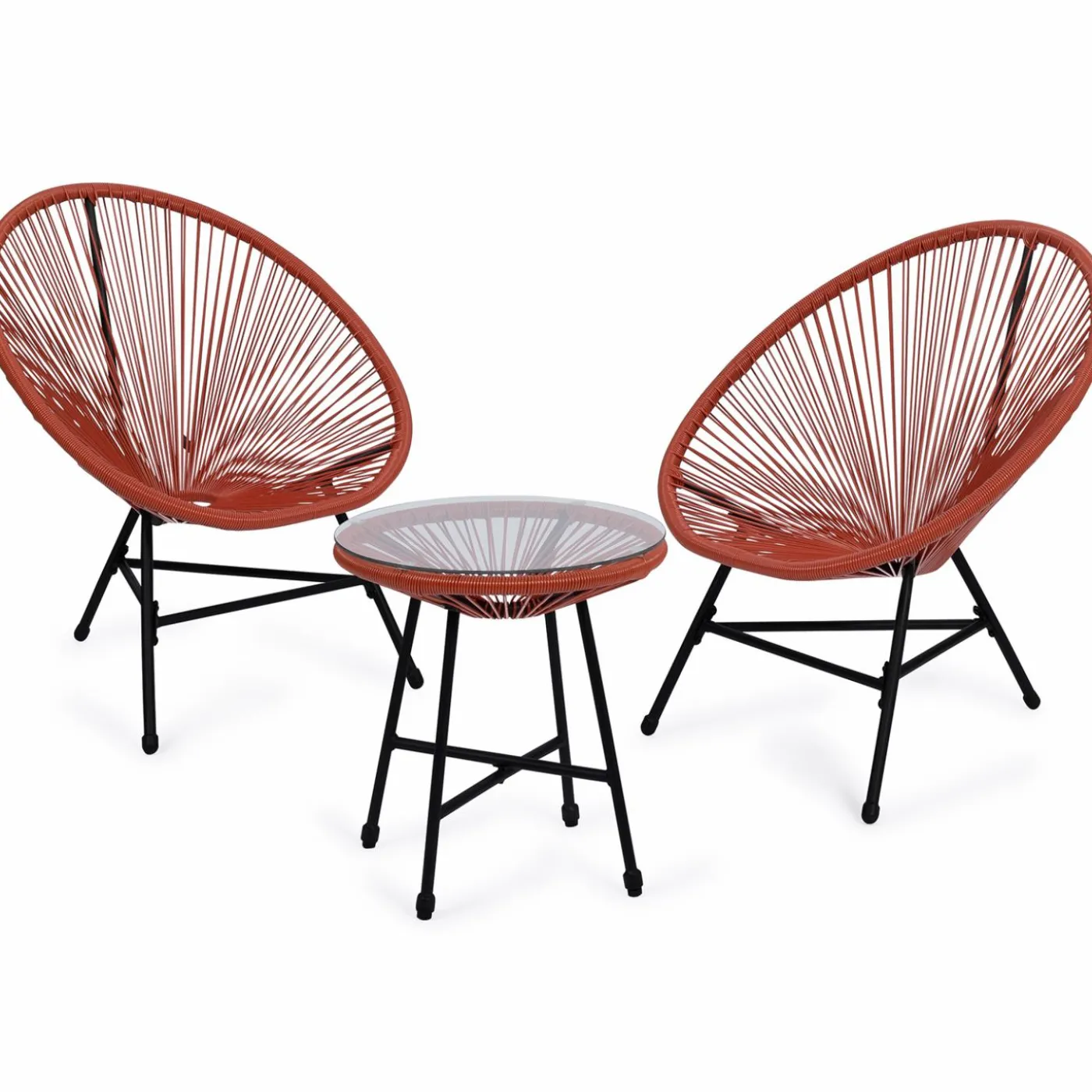 Salon de jardin fil plastique terracotta