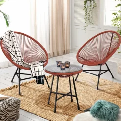 Salon de jardin fil plastique terracotta