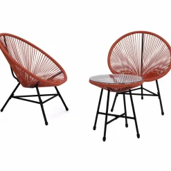 Salon de jardin fil plastique terracotta