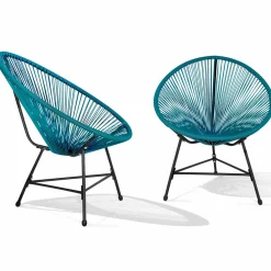 Salon de jardin fil plastique bleu
