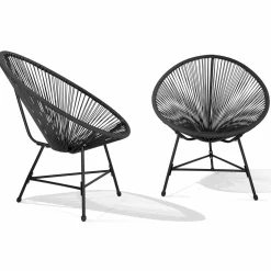 Salon de jardin fil plastique noir