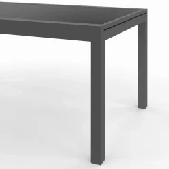 Salon de jardin gris anthracite avec table extensible et 12 chaises