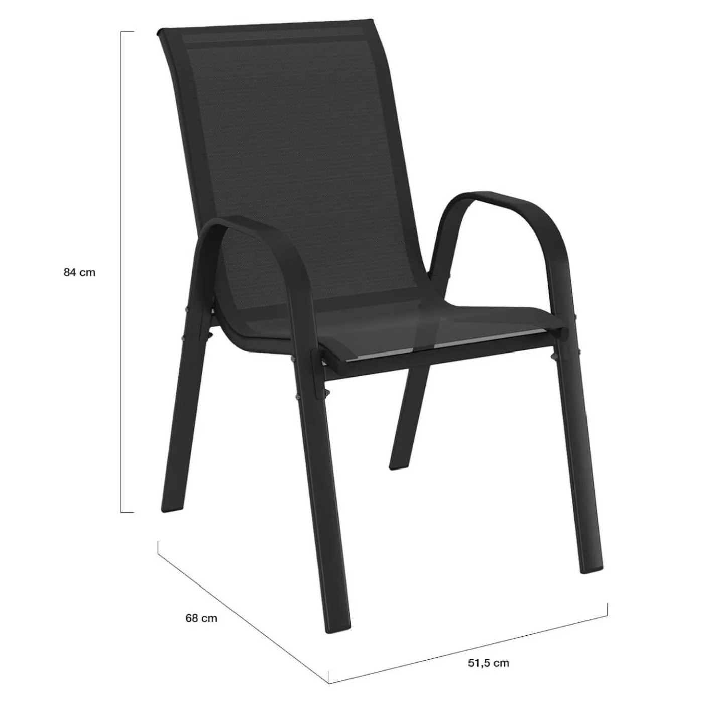 Salon de jardin noir avec table extensible et 12 chaises empilables