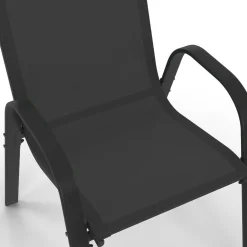 Salon de jardin noir avec table extensible et 12 chaises empilables