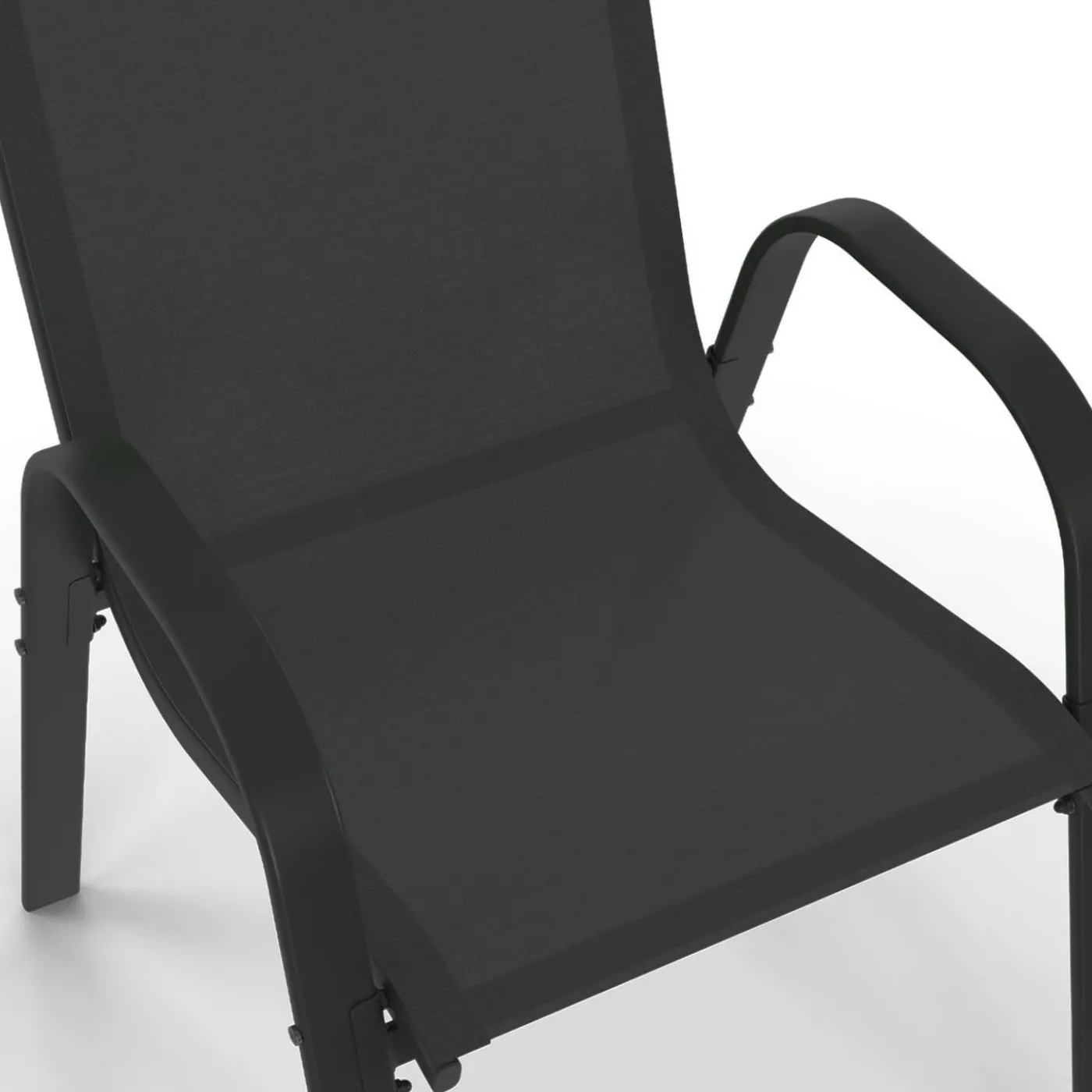 Salon de jardin noir avec table extensible et 12 chaises empilables