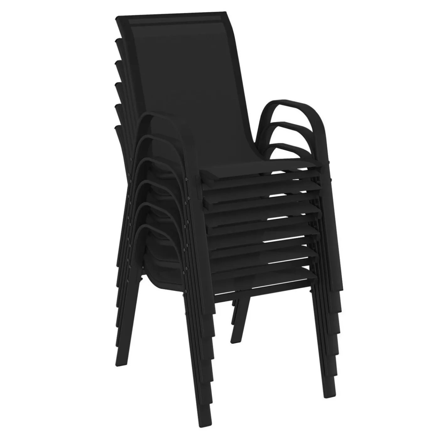 Salon de jardin noir table 190 cm et 8 chaises empilables