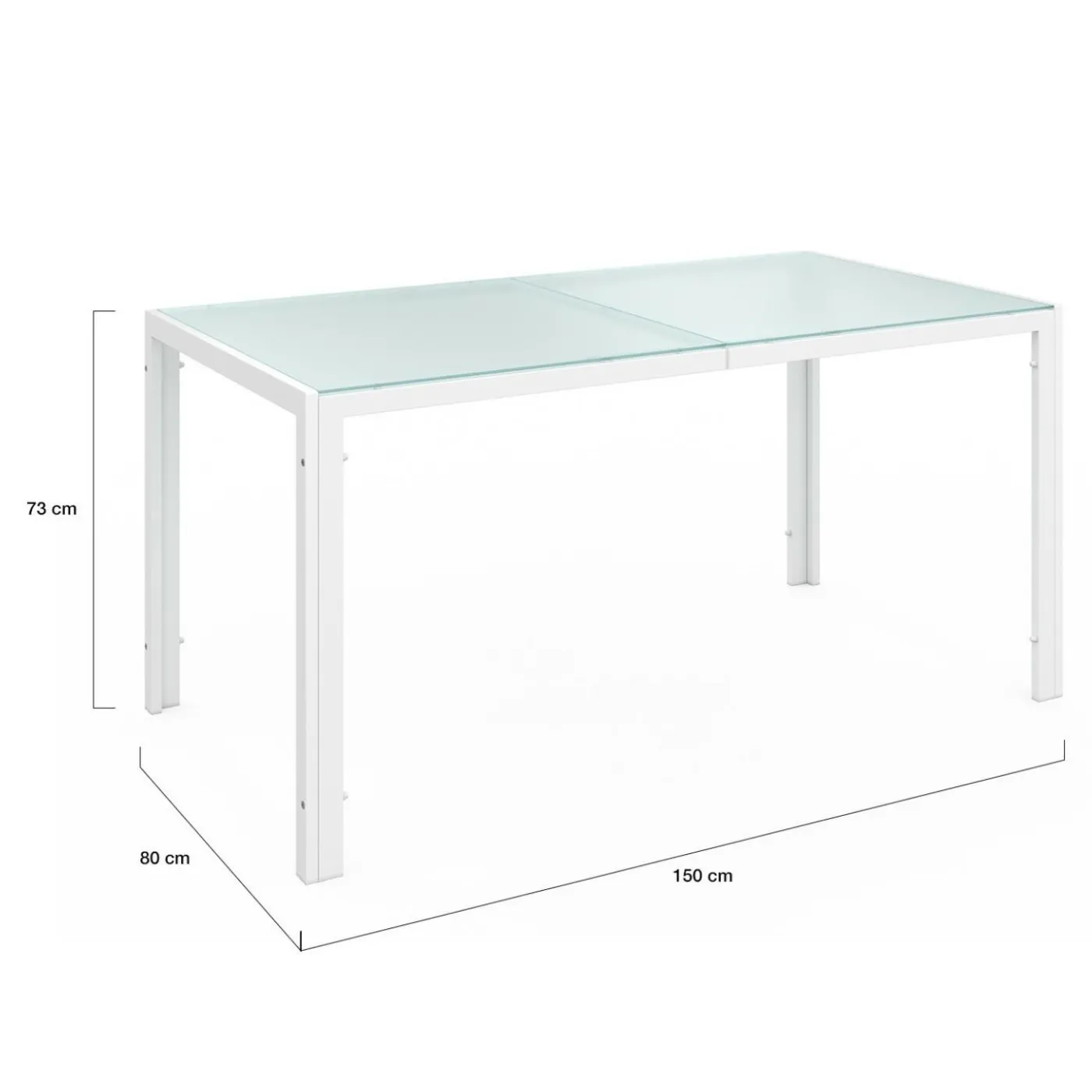 Salon de jardin 6 personnes chaises empilables blanc et beige table 150 cm