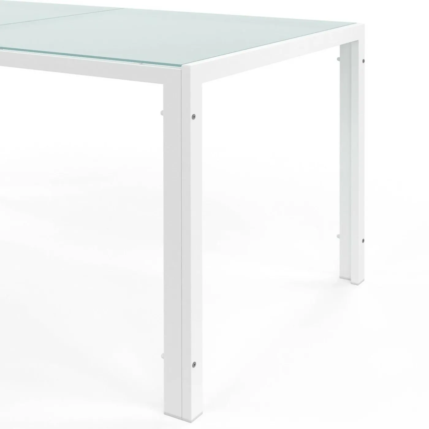 Salon de jardin 6 personnes chaises empilables blanc et beige table 150 cm