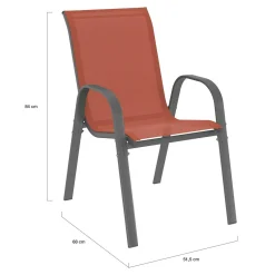 Salon de jardin table 190cm et 8 chaises empilables terracotta