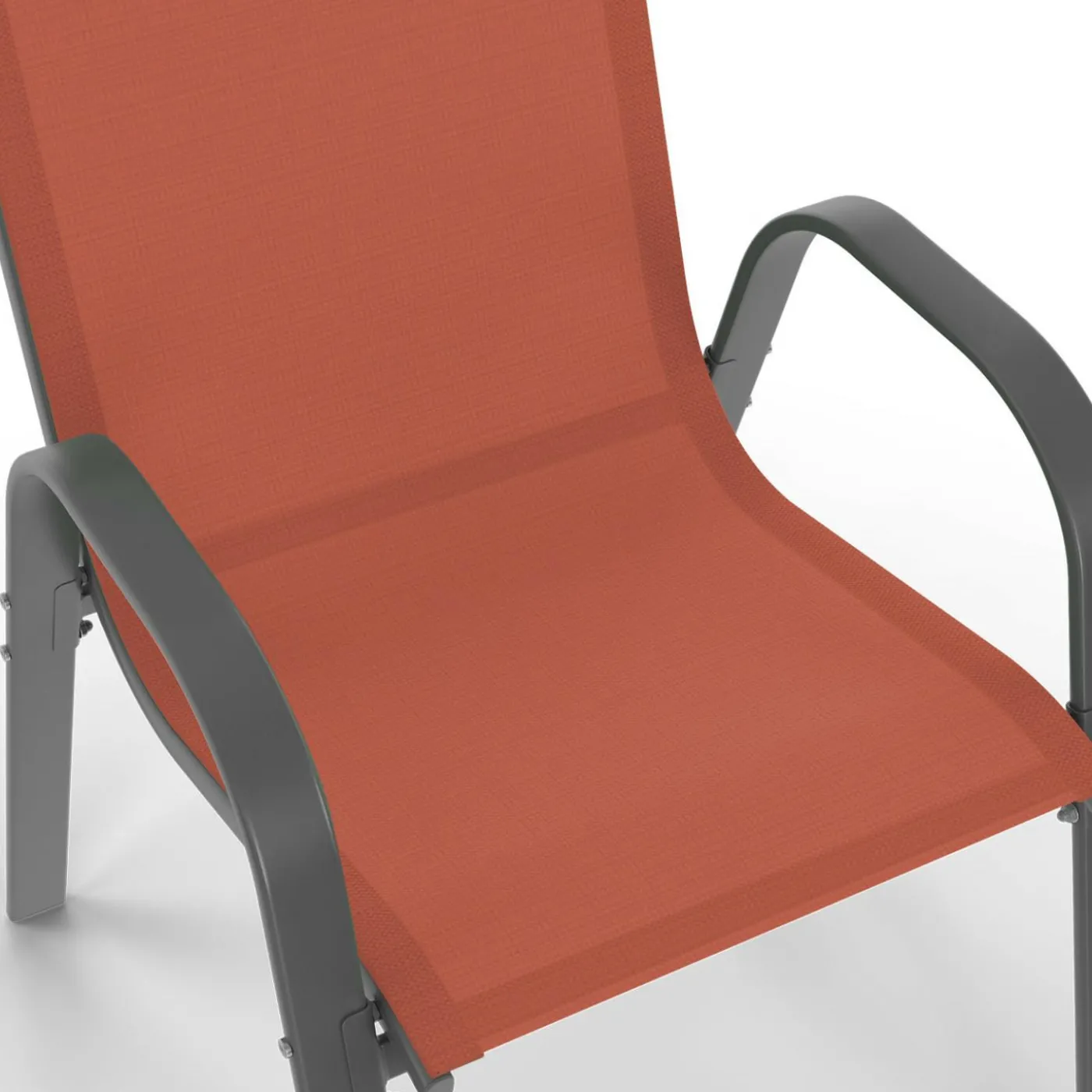 Salon de jardin table 190cm et 8 chaises empilables terracotta