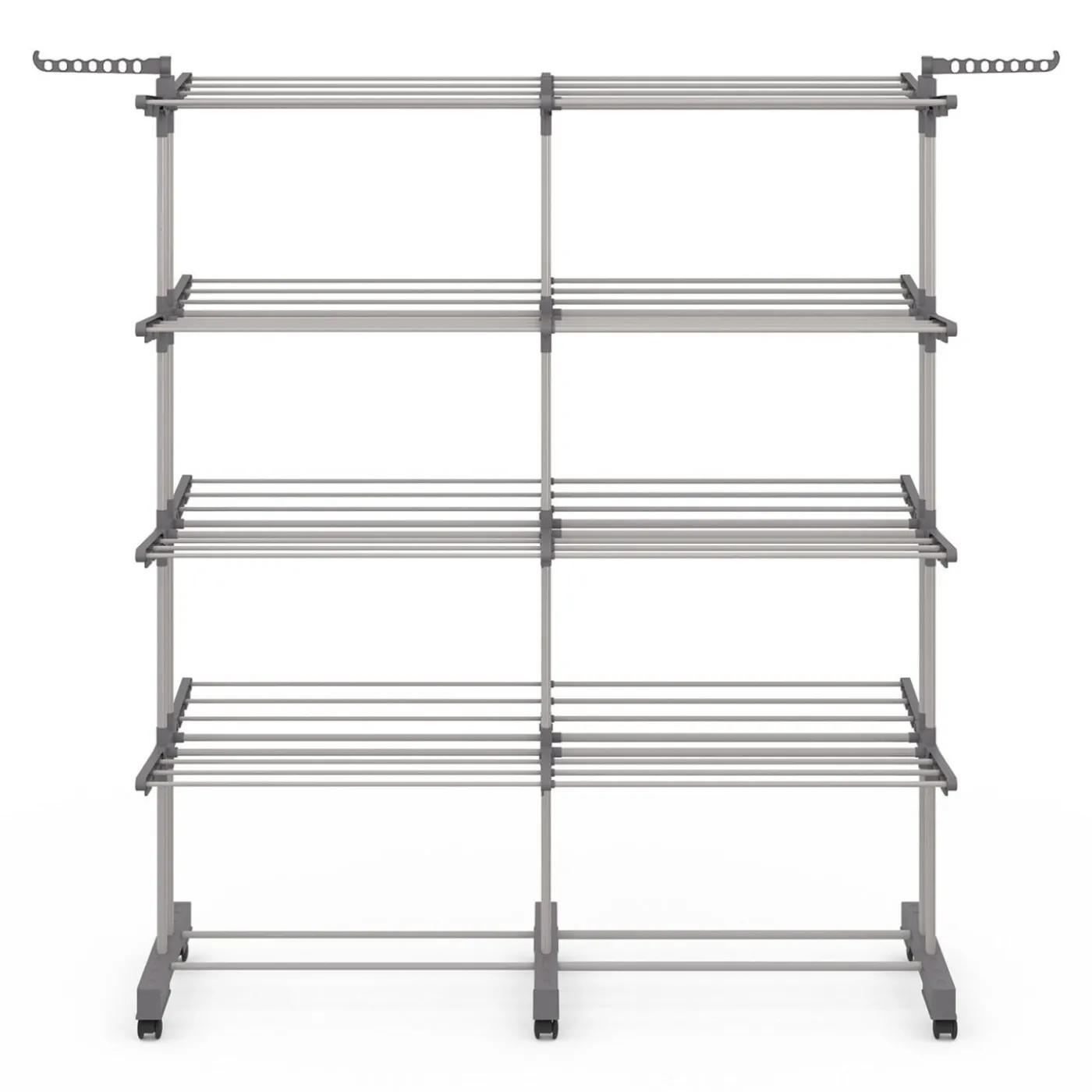 Séchoir à linge vertical pliable et extensible 4 niveaux capacité 50m inox et gris