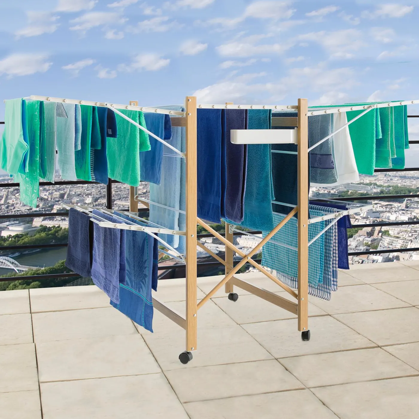 Séchoir design imitation bois pliable