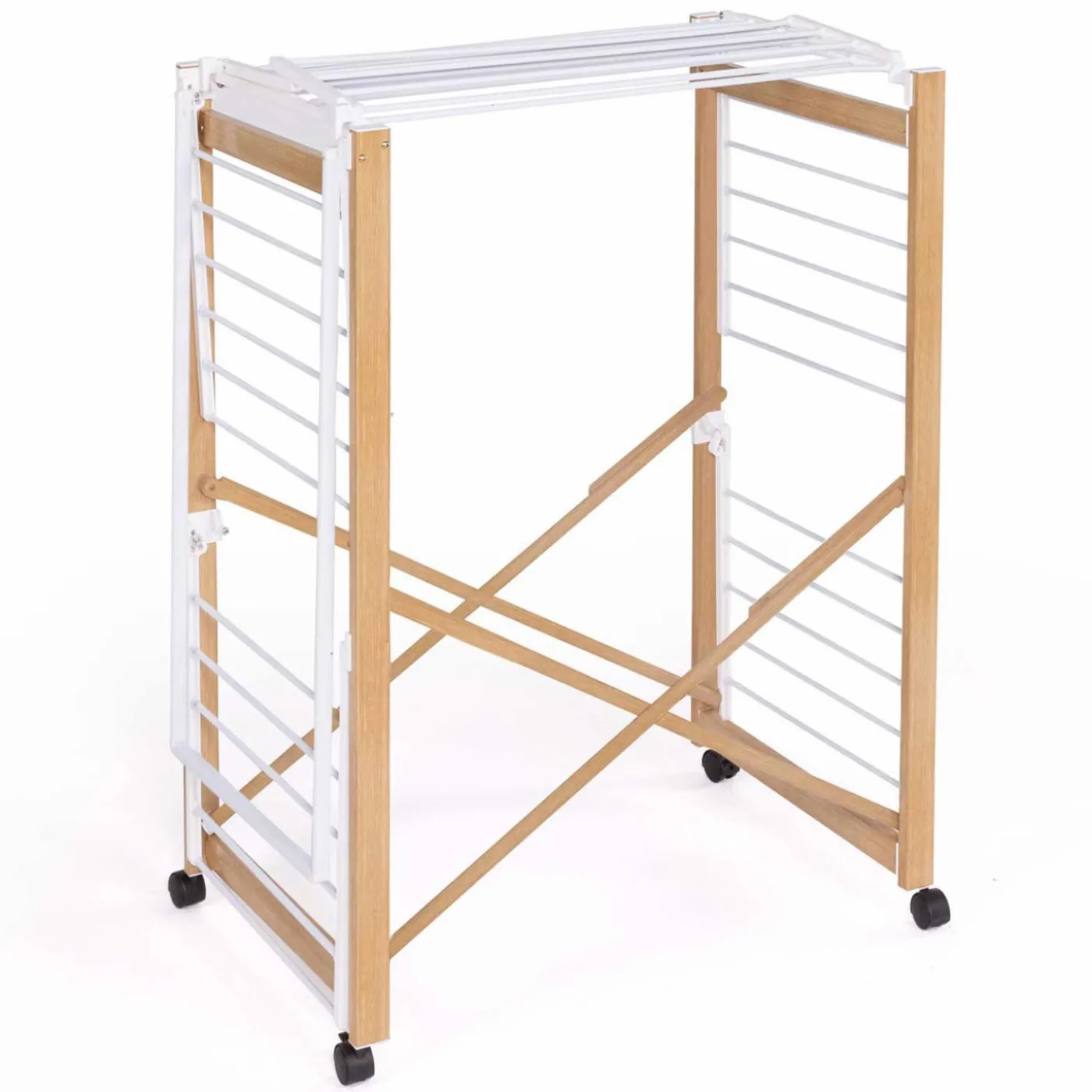 Séchoir design imitation bois avec penderie pliable