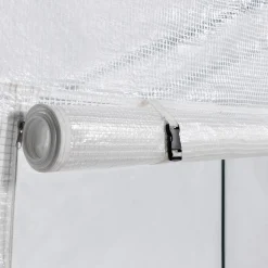 Serre de jardin blanche avec porte et fenêtres relevables