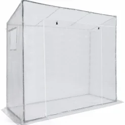 Serre de jardin blanche avec porte et fenêtres relevables