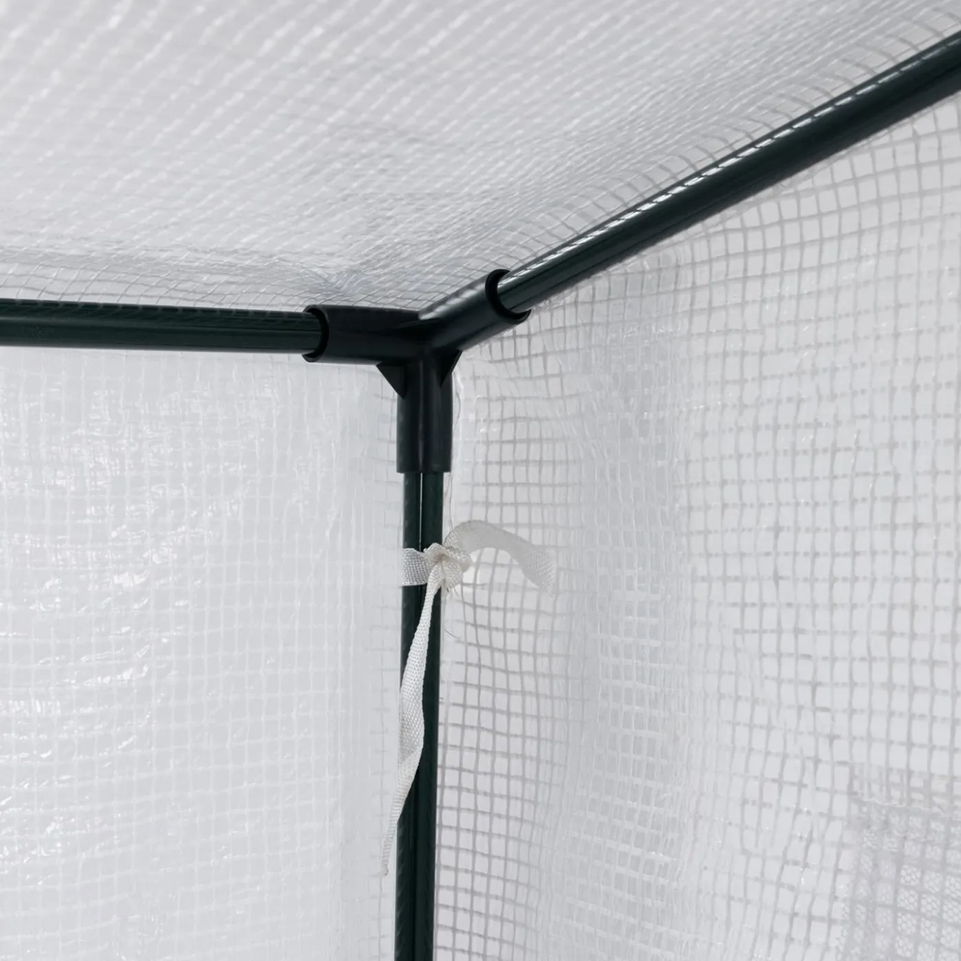 Serre de jardin blanche avec porte et fenêtres relevables