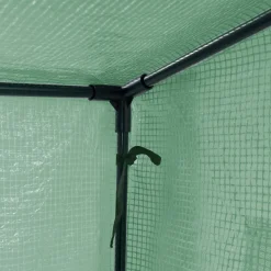 Serre de jardin verte avec porte et fenêtres relevables