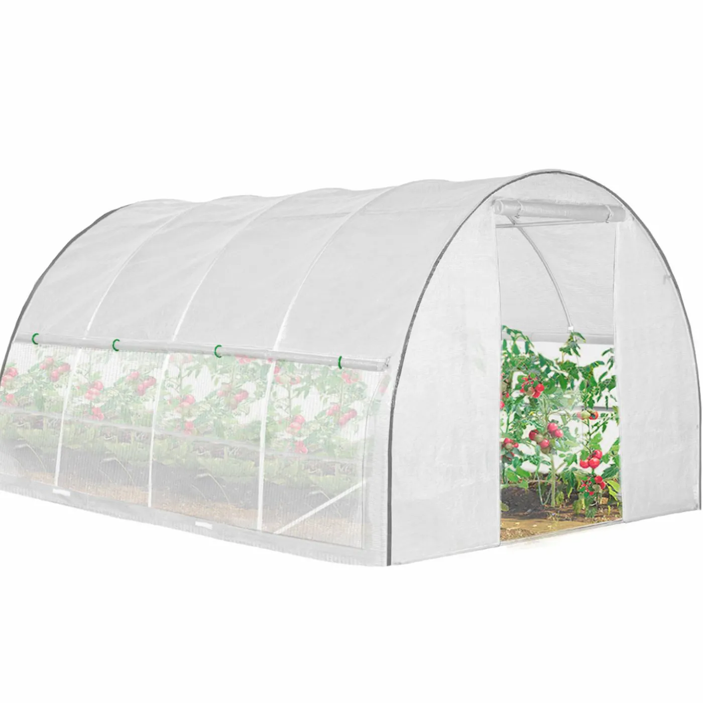 Serre tunnel de jardin 12M² blanche relevable avec moustiquaire
