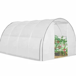 Serre tunnel de jardin 12M² blanche relevable avec moustiquaire