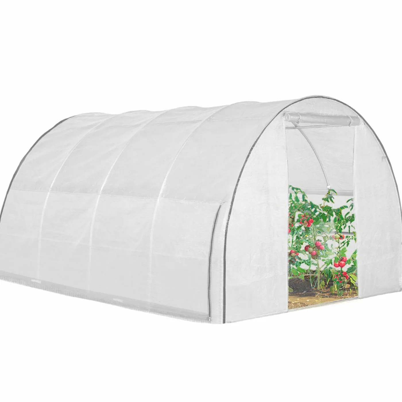 Serre tunnel de jardin 12M² blanche relevable avec moustiquaire