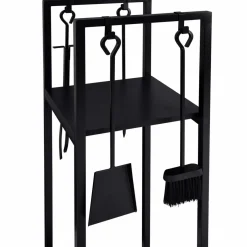 Serviteur range bûche intérieur en acier noir