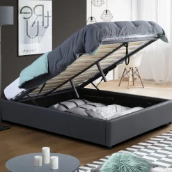 Sommier coffre de rangement 160x200 cm gris