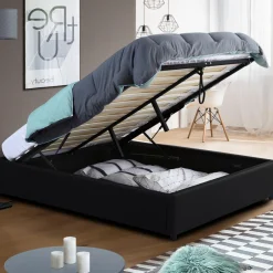 Sommier coffre de rangement 140x190 cm noir