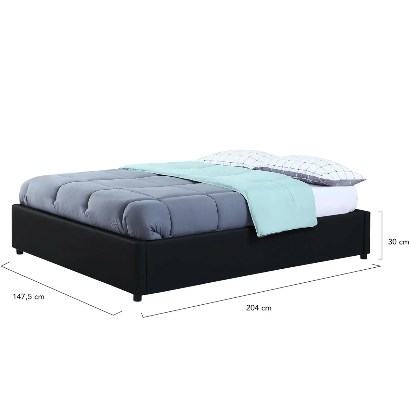 Sommier coffre de rangement 140x190 cm noir