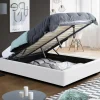 Sommier coffre de rangement 160x200 cm blanc