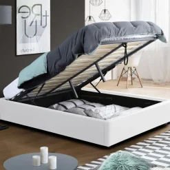 Sommier coffre de rangement 160x200 cm blanc