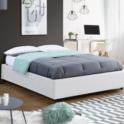 Sommier coffre de rangement 160x200 cm blanc