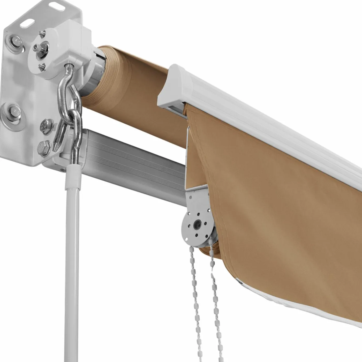 Store banne manuel 4x3 m taupe avec lambrequin de 150 cm