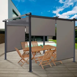 Stores enrouleurs verticaux pour pergola couleur taupe