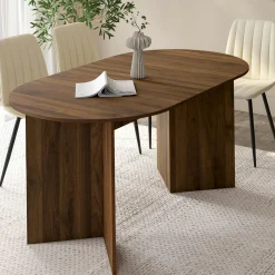 Table à manger extensible ovale MARTHE 6 -10 personnes noyer