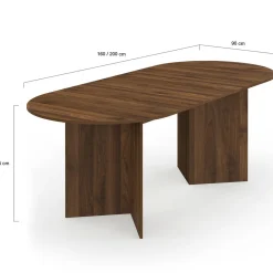 Table à manger extensible ovale MARTHE 6 -10 personnes noyer
