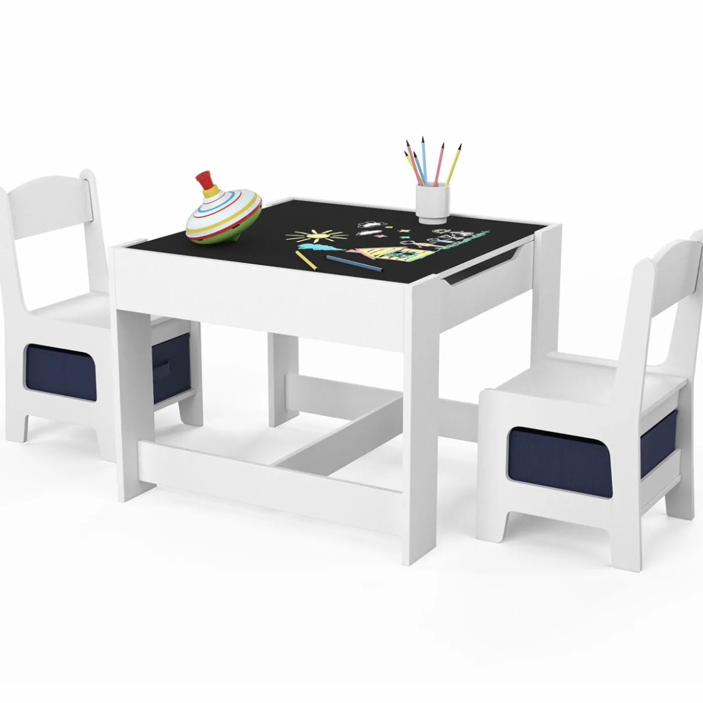 Table à dessin pour enfant avec 2 chaises et bacs de rangement