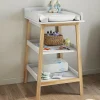 Table à langer avec 2 étagères façon hêtre et blanc