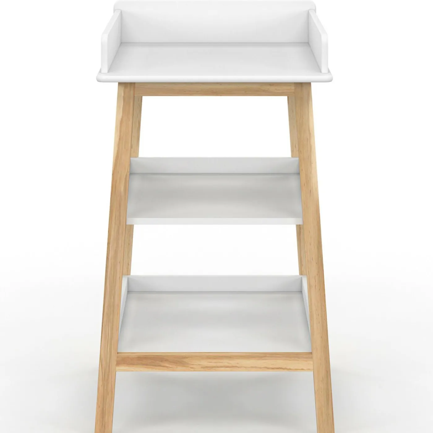 Table à langer avec 2 étagères façon hêtre et blanc