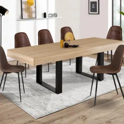 Table à manger 4 à 8 personnes bois et noir