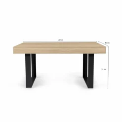 Table à manger 4 à 8 personnes bois et noir