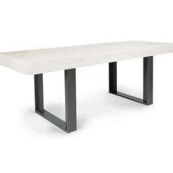 Table à manger 4 à 8 personnes bois gris et pieds gris foncé