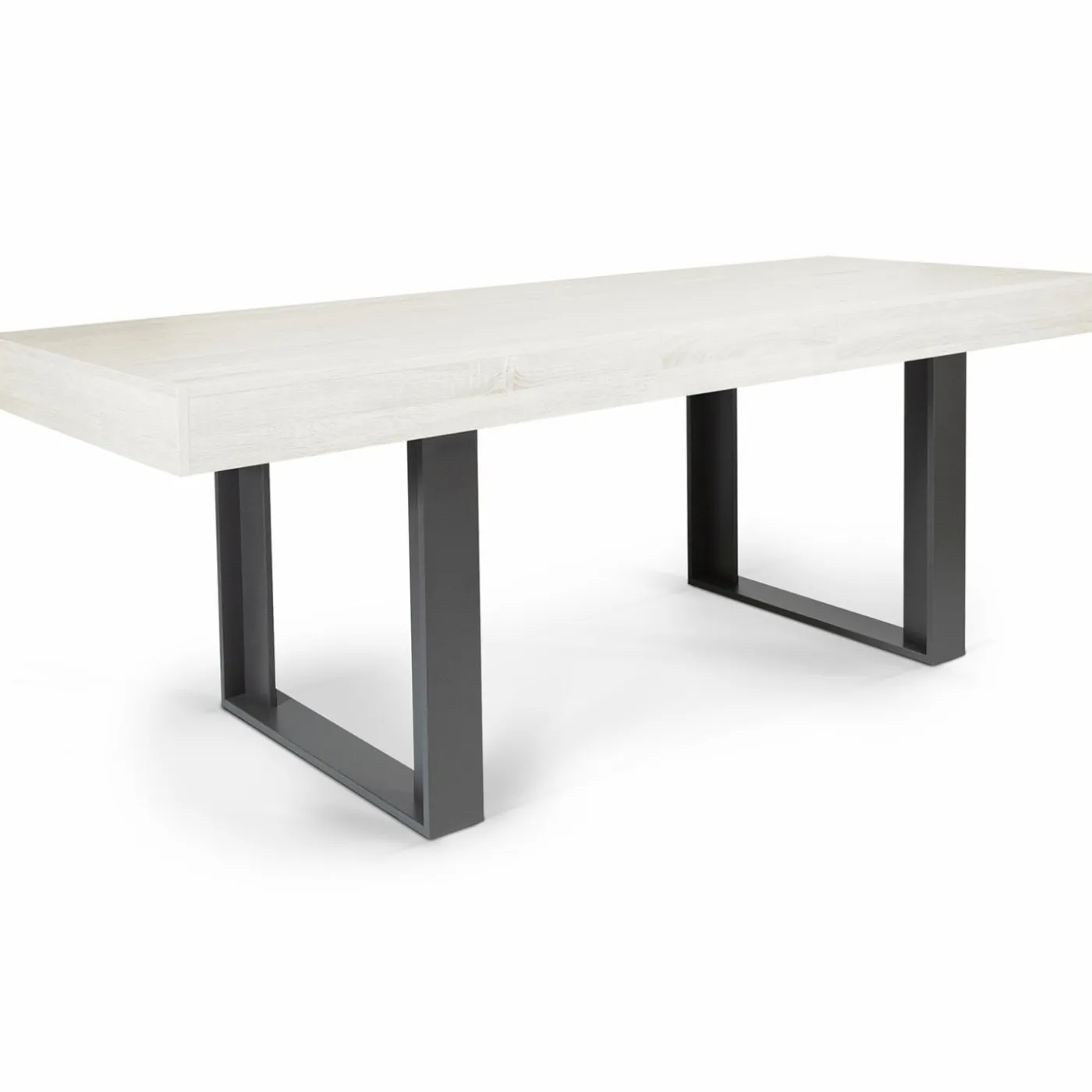 Table à manger 4 à 8 personnes bois gris et pieds gris foncé