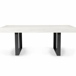 Table à manger 4 à 8 personnes bois gris et pieds gris foncé