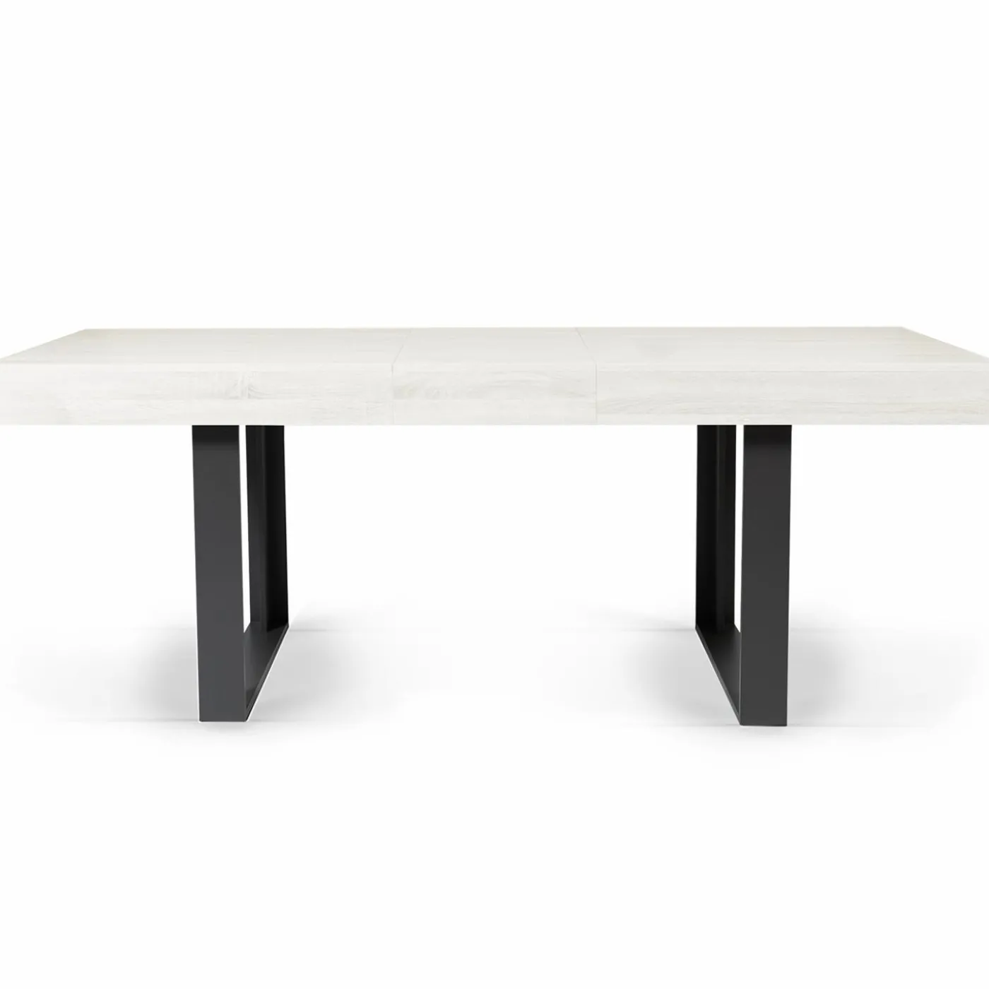 Table à manger 4 à 8 personnes bois gris et pieds gris foncé