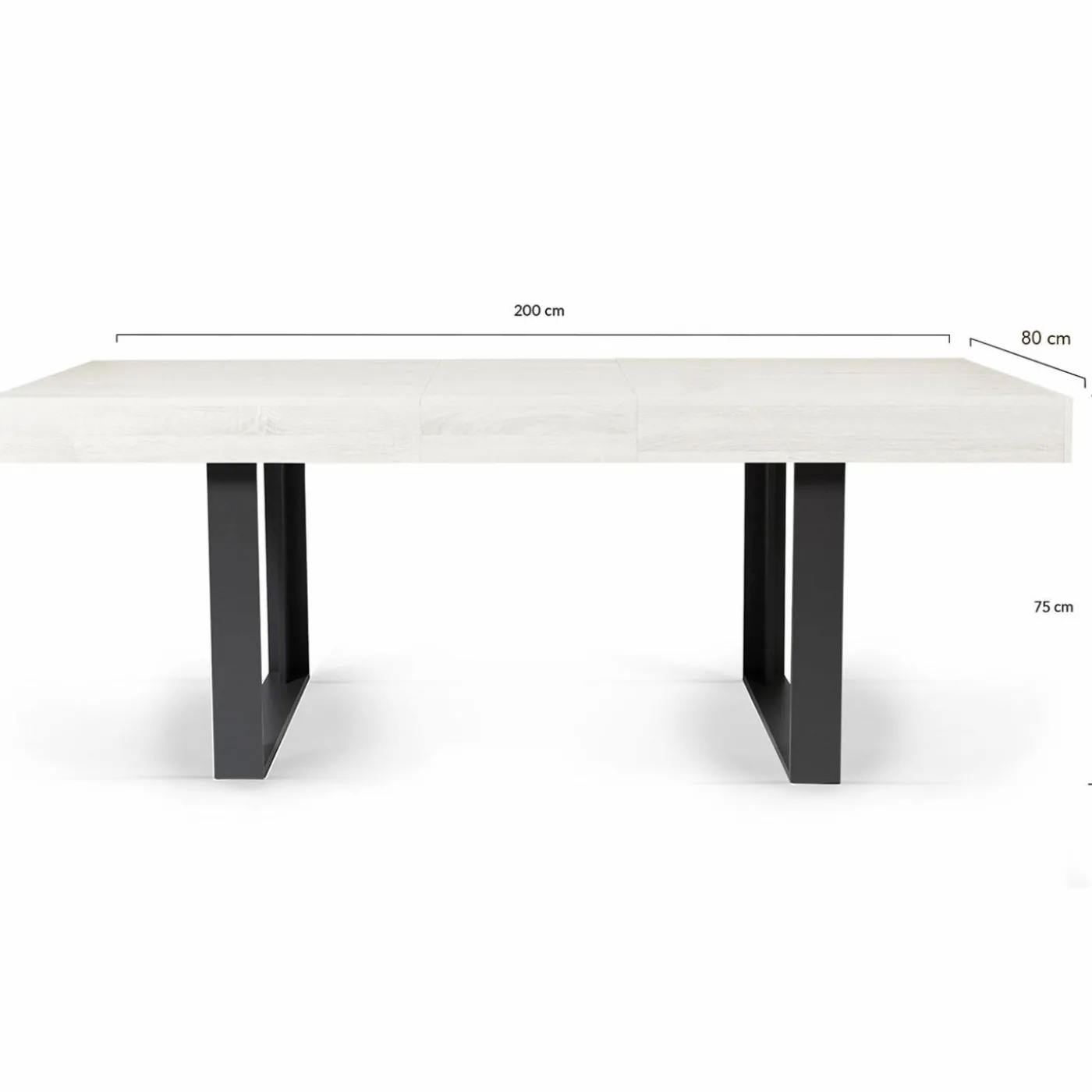 Table à manger 4 à 8 personnes bois gris et pieds gris foncé