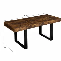 Table à manger 4 à 8 personnes bois effet vieilli et pieds noirs